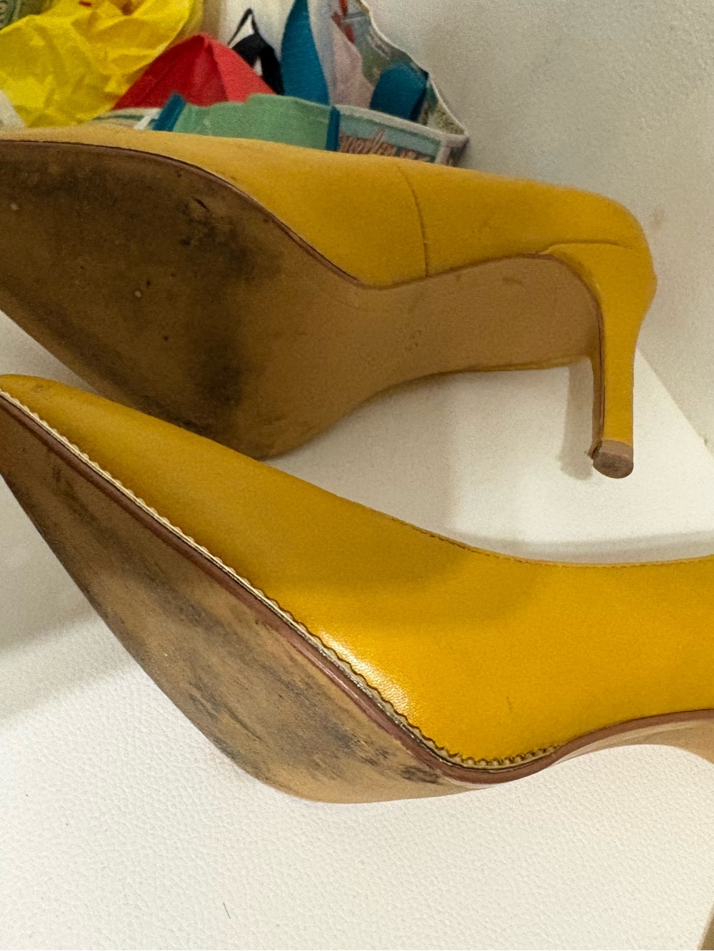 BCBGeneration Mustard Yellow Pointed-Toe Pumps - Picture 4 of 5